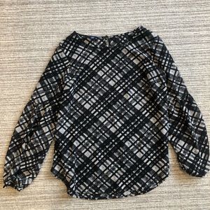 Apt 9 Patterned Black and Cream Blouse, Size M